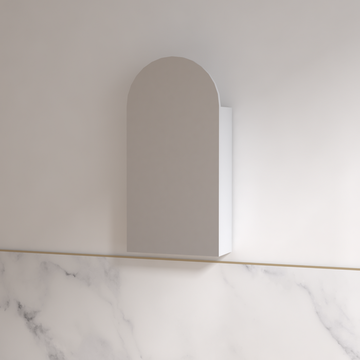 Cresta 450 x 900mm Matte White  Arched Shaving Cabinet - Acqua Bathrooms