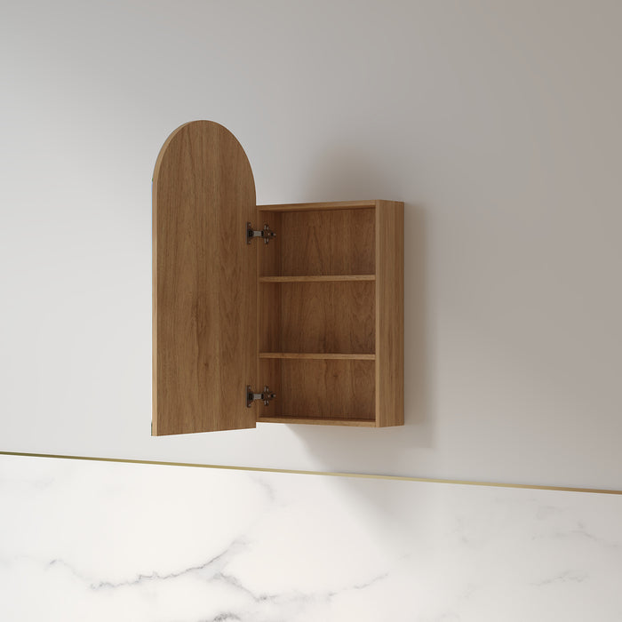 Cresta 450 x 900mm Light Walnut Arched Shaving Cabinet