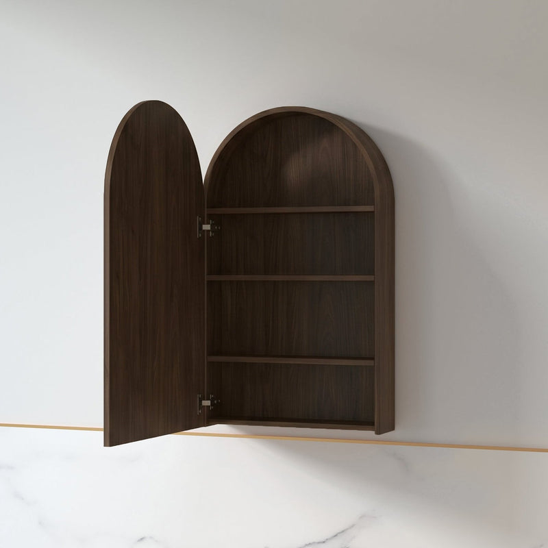 Cresta 600 x 1000mm Full Depth Alder Walnut Arched Shaving Cabinet