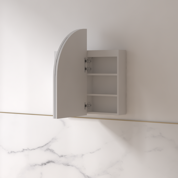 Cresta LED 900 x 800mm Matte White Arched Shaving Cabinet - Acqua Bathrooms