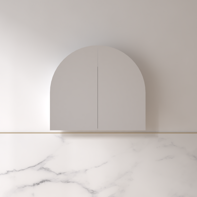 Cresta 900 x 800mm Matte White Arched Shaving Cabinet - Acqua Bathrooms