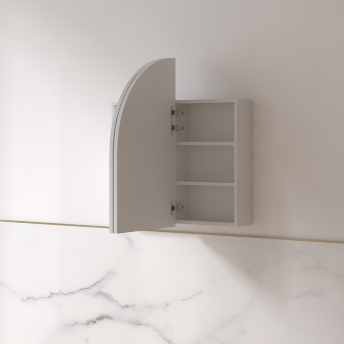 Cresta 900 x 800mm Matte White Arched Shaving Cabinet - Acqua Bathrooms