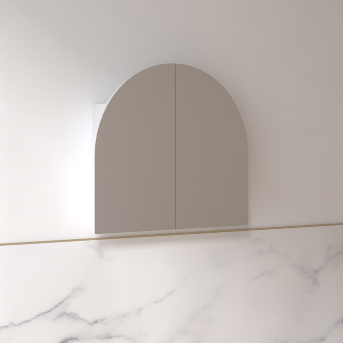 Cresta 900 x 800mm Matte White Arched Shaving Cabinet - Acqua Bathrooms