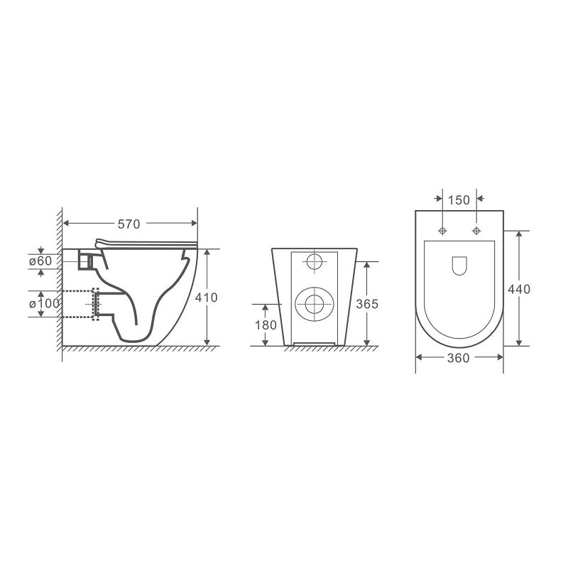Cremona Vortex Matte Black Tornado Rimless In Wall Toilet Suite Pan - Acqua Bathrooms