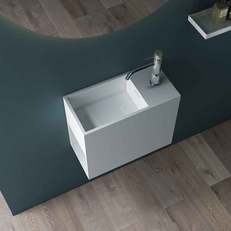 Cubo 450mm Solid Surface Stone Wall Hung Basin