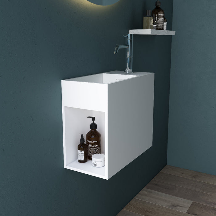 Cubo 450mm Solid Surface Stone Wall Hung Basin
