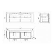 Ronda 1500 Curved Double Matte White Fluted Wall Hung Vanity - Acqua Bathrooms