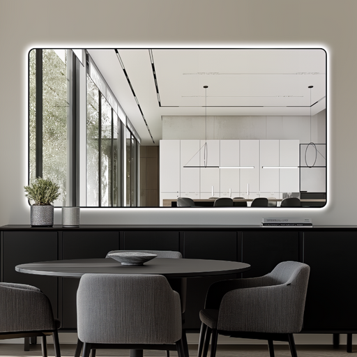 Curva Rectangle 1500 x 800 Matte Black Touchless LED Mirror  - Three Light Temperatures - Acqua Bathrooms