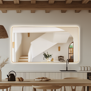 Curva Rectangle 1500 x 800 Brushed Gold Touchless LED Mirror  - Three Light Temperatures - Acqua Bathrooms