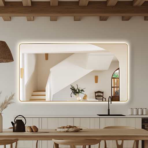 Curva Rectangle 1500 x 800 Brushed Gold Touchless LED Mirror  - Three Light Temperatures - Acqua Bathrooms