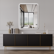 Curva Rectangle Matte Black 700 x 900 Touchless LED Mirror  - Three Light Temperatures - Acqua Bathrooms