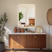 Curva Rectangle Brushed Gold 700 x 900 Touchless LED Mirror  - Three Light Temperatures - Acqua Bathrooms