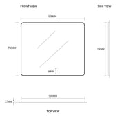 Indulge | Curva Rectangle 900 x 750 Touchless LED Mirror  - Three Light Temperatures - Acqua Bathrooms