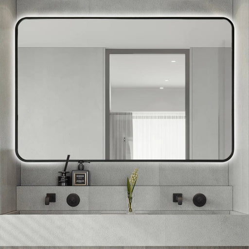 Indulge | Curva Rectangle Matte Black 1200 x 800 Touchless LED Mirror  - Three Light Temperatures - Acqua Bathrooms