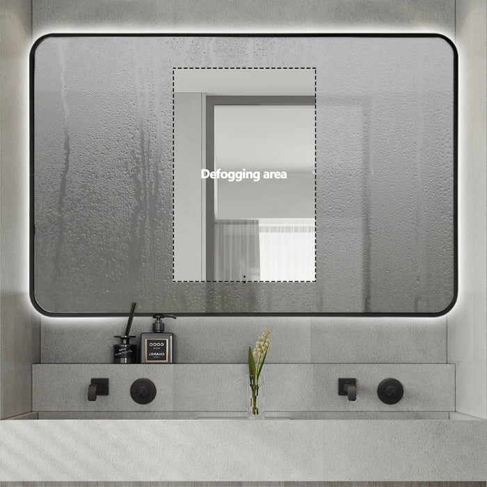 Indulge | Curva Rectangle Matte Black 1200 x 800 Touchless LED Mirror  - Three Light Temperatures - Acqua Bathrooms
