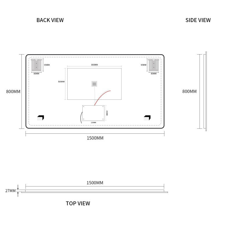 Indulge | Curva Rectangle 1500 x 800 Touchless LED Mirror  - Three Light Temperatures - Acqua Bathrooms