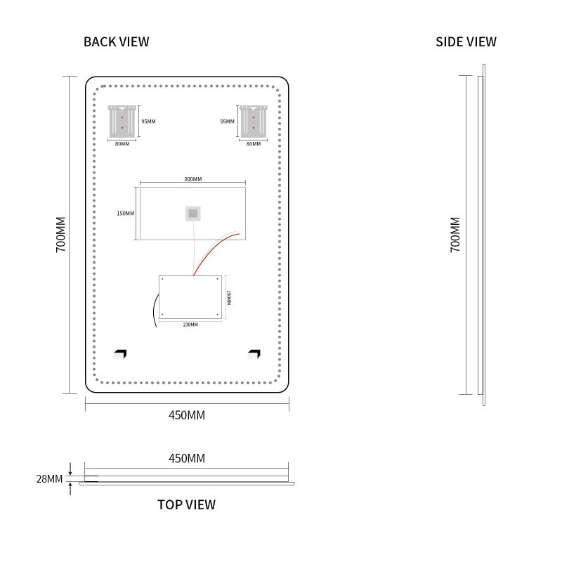 Indulge | Curva Rectangle 450 x 700 Touchless LED Mirror  - Three Light Temperatures - Acqua Bathrooms