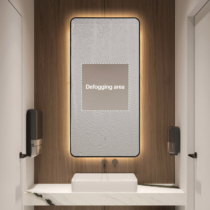 Curva Rectangle Matte Black 450 x 900 Touchless LED Mirror  - Three Light Temperatures