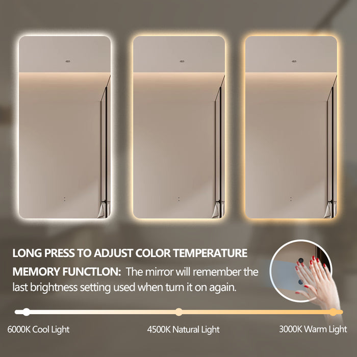 Curva Rectangle 450 x 900 Touchless LED Mirror  - Three Light Temperatures