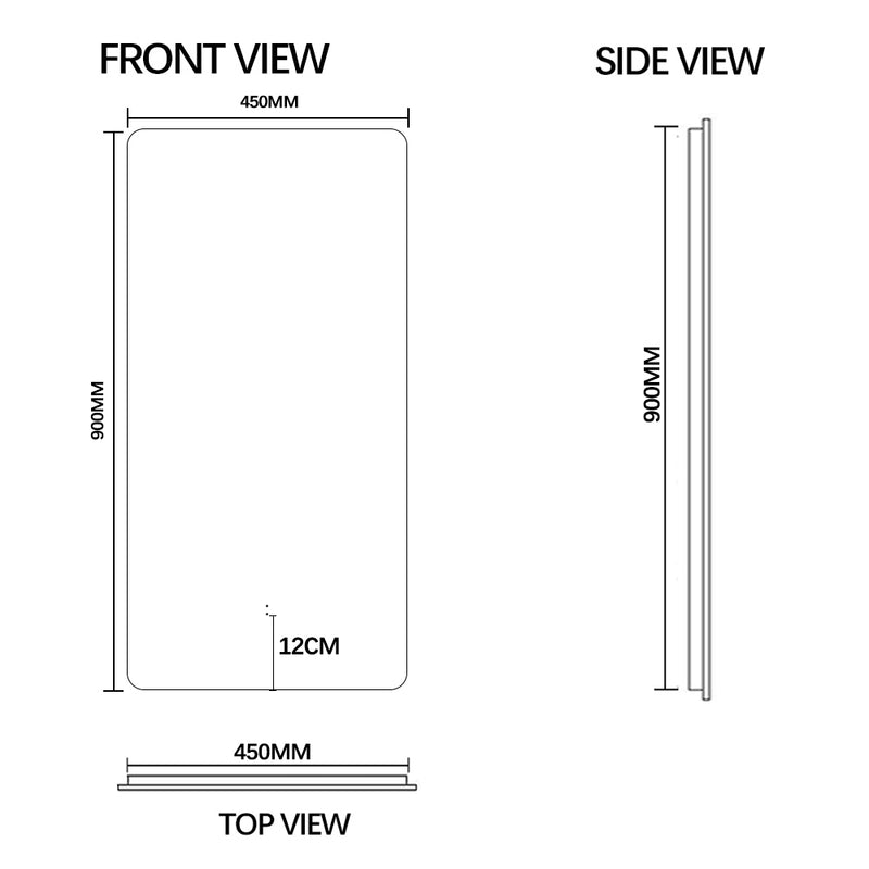 Curva Rectangle 450 x 900 Touchless LED Mirror  - Three Light Temperatures