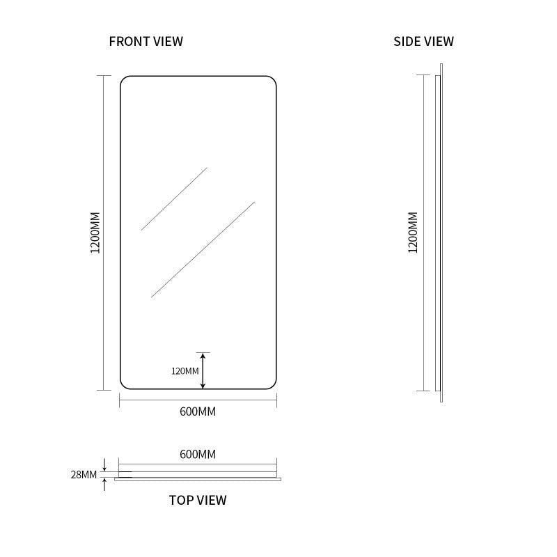 Indulge | Curva Rectangle 600 x 1200 Touchless LED Mirror  - Three Light Temperatures - Acqua Bathrooms