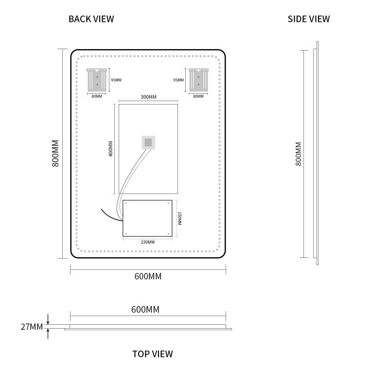 Indulge | Curva Rectangle 600 x 800 Touchless LED Mirror  - Three Light Temperatures - Acqua Bathrooms