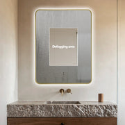 Indulge | Curva Rectangle Brushed Gold 600 x 800 Touchless LED Mirror  - Three Light Temperatures - Acqua Bathrooms