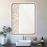 Indulge | Curva Rectangle Matte Black 600 x 800 Touchless LED Mirror  - Three Light Temperatures - Acqua Bathrooms