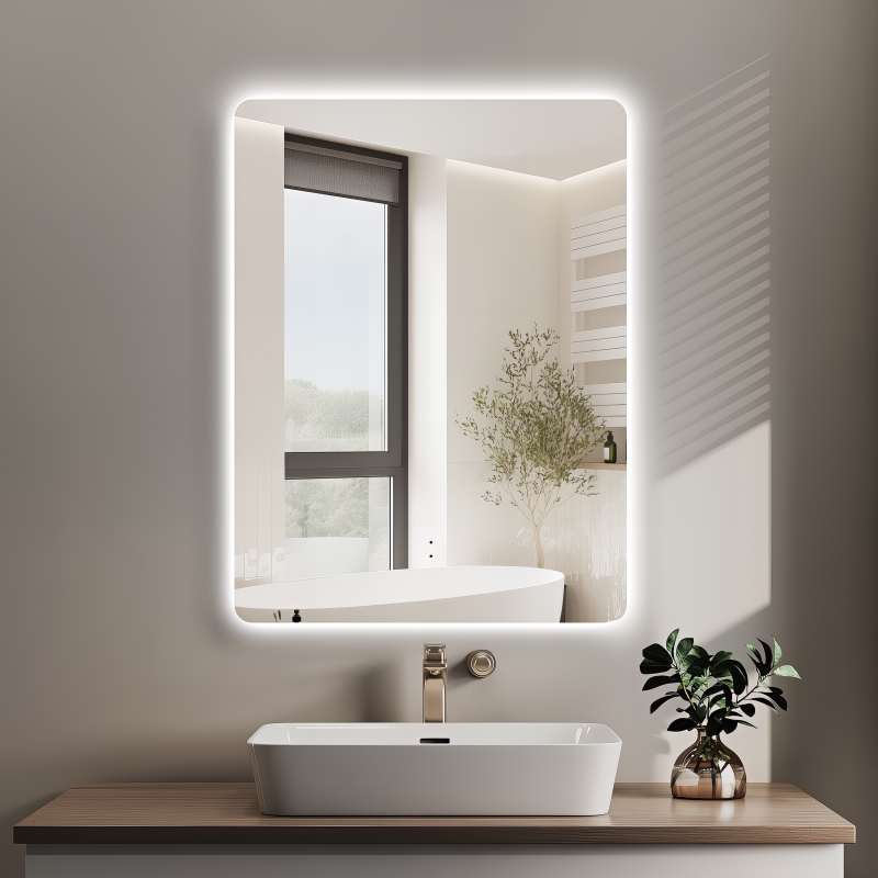 Curva Rectangle 600 x 800 Touchless LED Mirror  - Three Light Temperatures - Acqua Bathrooms