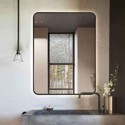 Indulge | Curva Rectangle Matte Black 600 x 800 Touchless LED Mirror  - Three Light Temperatures - Acqua Bathrooms