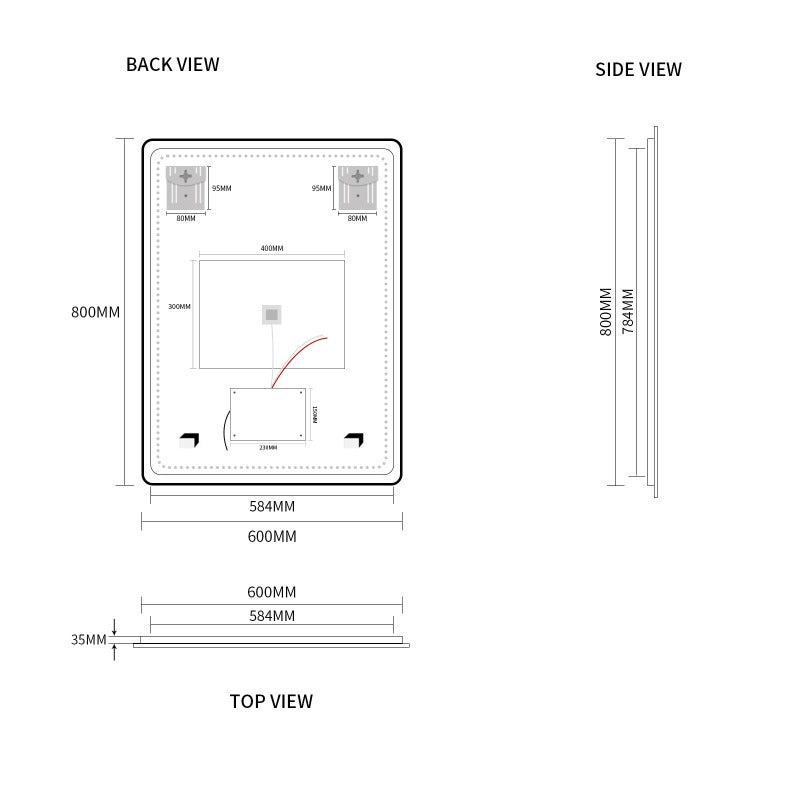 Indulge | Curva Rectangle Matte Black 600 x 800 Touchless LED Mirror  - Three Light Temperatures - Acqua Bathrooms