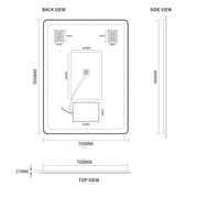 Indulge | Curva Rectangle 700 x 900 Touchless LED Mirror  - Three Light Temperatures - Acqua Bathrooms
