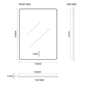 Indulge | Curva Rectangle 700 x 900 Touchless LED Mirror  - Three Light Temperatures - Acqua Bathrooms