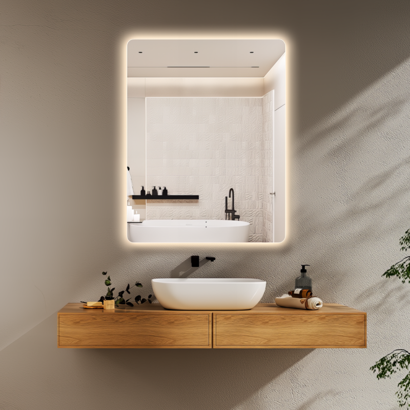 Curva Rectangle 700 x 900 Touchless LED Mirror  - Three Light Temperatures - Acqua Bathrooms