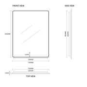 Indulge | Curva Rectangle Matte Black 700 x 900 Touchless LED Mirror  - Three Light Temperatures - Acqua Bathrooms