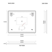 Indulge | Curva Rectangle Matte Black 900 x 750 Touchless LED Mirror  - Three Light Temperatures - Acqua Bathrooms