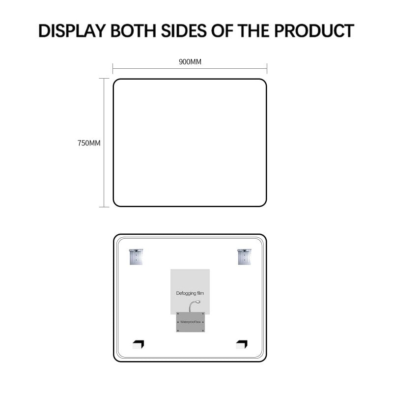 Indulge | Curva Rectangle 900 x 750 Touchless LED Mirror  - Three Light Temperatures - Acqua Bathrooms