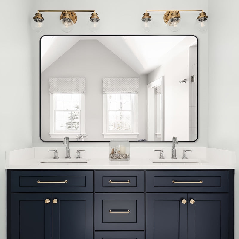 Curva Square 1200 x 800 Matte Black  Framed Mirror - Acqua Bathrooms