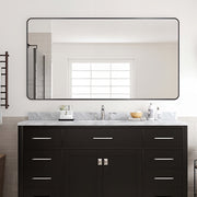 Curva Square 1500 x 800 Matte Black  Framed Mirror - Acqua Bathrooms