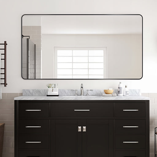 Curva Square 1500 x 800 Matte Black  Framed Mirror - Acqua Bathrooms