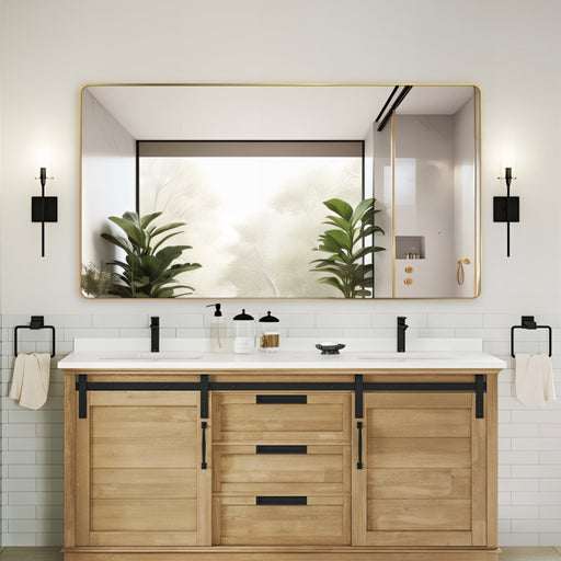 Curva Square 1500 x 800 Brushed Gold Framed Mirror - Acqua Bathrooms