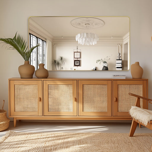 Curva Square 1500 x 800 Brushed Gold Framed Mirror - Acqua Bathrooms