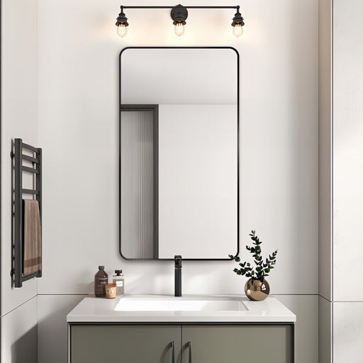 Curva Square 500 x 900 Matte Black Framed Mirror - Acqua Bathrooms