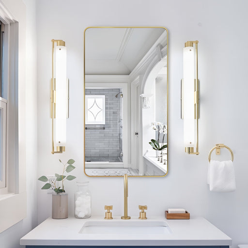 Curva Square 500 x 900 Brushed Gold Framed Mirror - Acqua Bathrooms