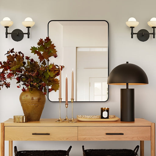 Curva Square 600 x 800 Matte Black Framed Mirror - Acqua Bathrooms