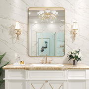 Curva Square 600 x 800 Brushed Gold Framed Mirror - Acqua Bathrooms