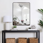 Curva Square 700 x 900 Matte Black Framed Mirror - Acqua Bathrooms