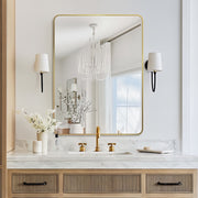 Curva Square 700 x 900 Brushed Gold Framed Mirror - Acqua Bathrooms