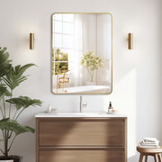 Curva Square 700 x 900 Brushed Gold Framed Mirror - Acqua Bathrooms