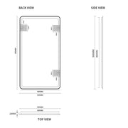 Curva Square 500 x 900 Matte Black Framed Mirror - Acqua Bathrooms
